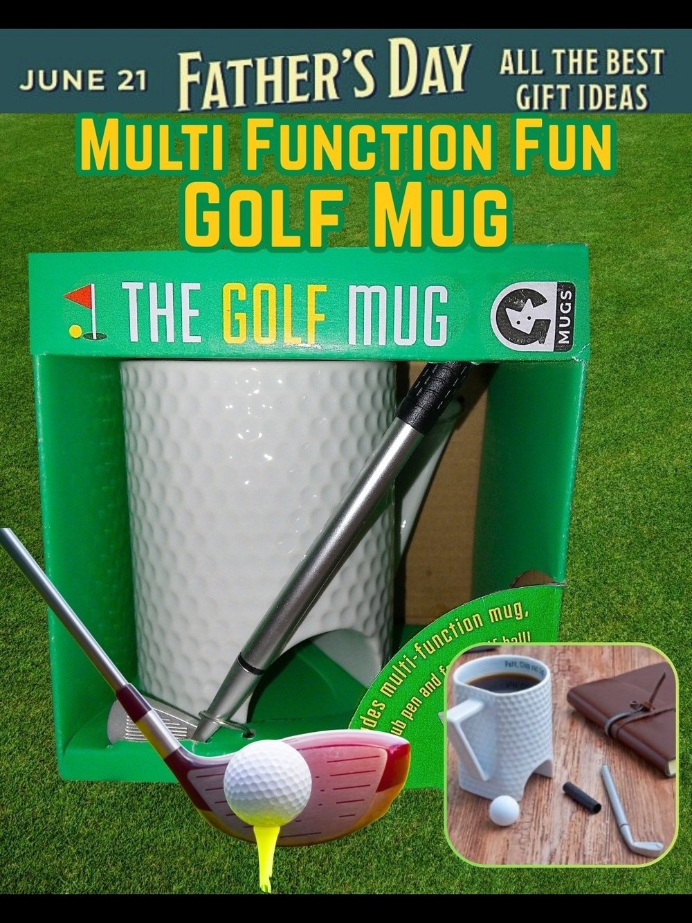 The Golf Mug Multi-Function Golf Mug - Great Gift For fathers Day New